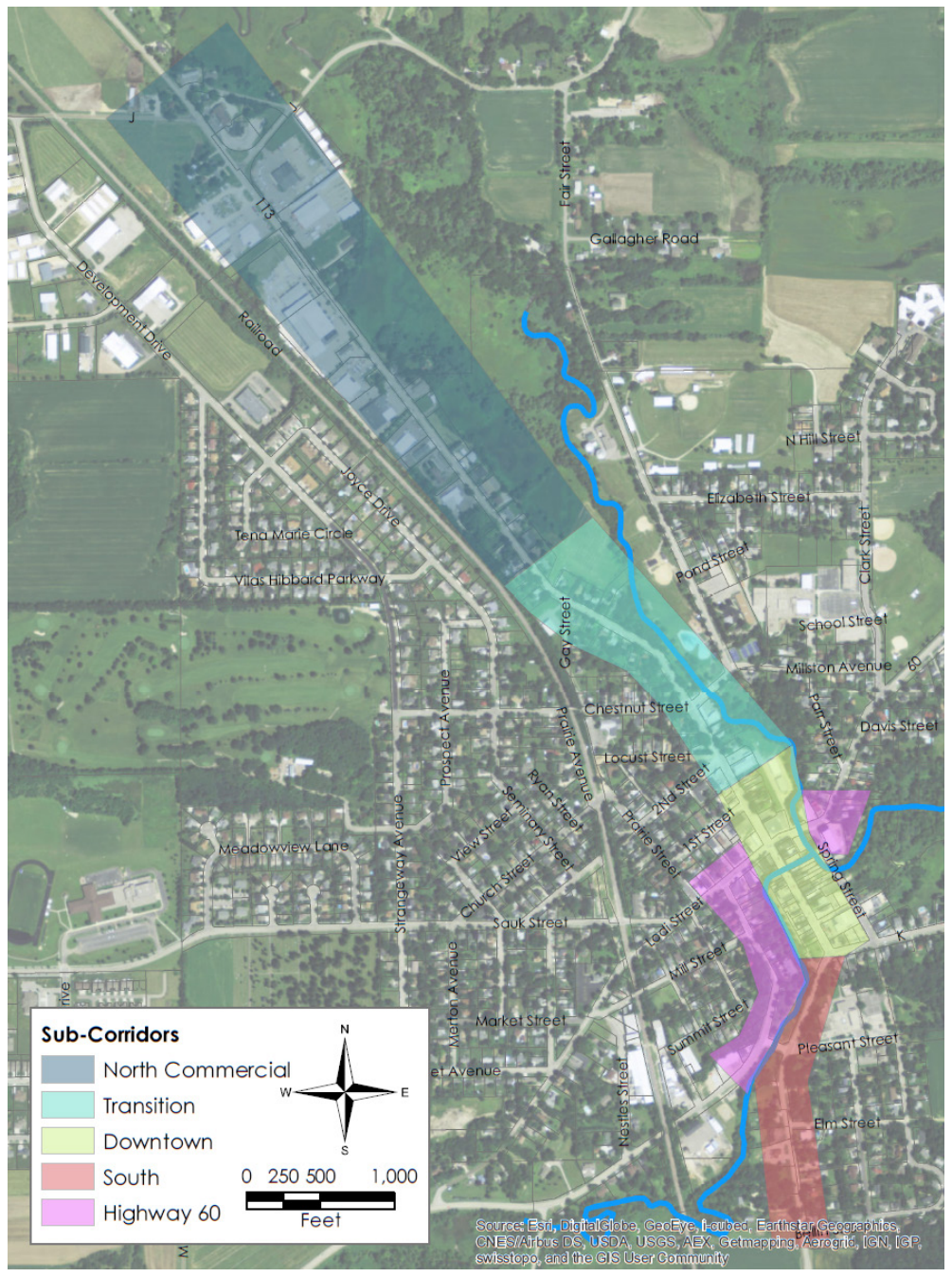 Sub-corridors for the Lodi WI Corridor plan